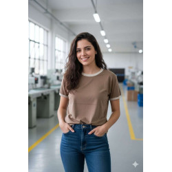 REMERA MUJER S MARRON-BEIGE.LISA...