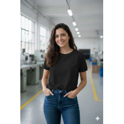 REMERA MUJER L NEGRA LISA. RMA-N05 JDC