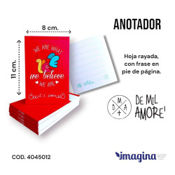 ANOTADOR DE MIL AMORES.ROJO. ASI.