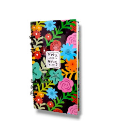 Cuaderno Pocket Tapa Dura  Sf 17 X 9 Cm. Pray More Worry Less. Floreado. A 601