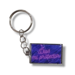 Llavero Placa De Aluminio. Dios Mi Protector