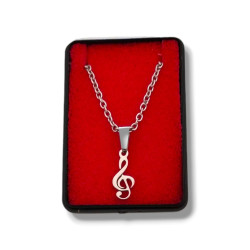 CADENA CON DIJE CLAVE DE SOL, ACERO...
