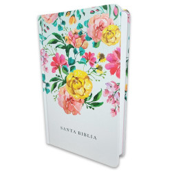 Biblia Reina Valera 1960 Con Concordancia Y Palabras De Jesús En Rojo – Tapa Dura Flores Naranja  Letra 10.5pt  14x20 Cm