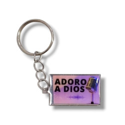 LLAVERO PLACA DE ALUMINIO. ADORO A DIOS