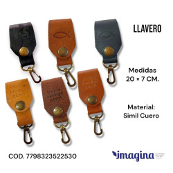 Llavero De Cuero Grabado Y Con Broche