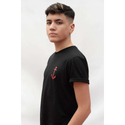 REMERA XL ANCLA ROJA. NEGRA.JDC