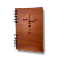 CUADERNO A5 TAPA DE MADERA JESUS.SF....