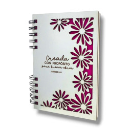 CUADERNO A5 TAPA DE MADERA BLANCA....